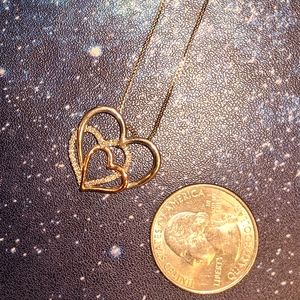 14k white & rose gold three heart diamond pendant mothers day valentine necklace